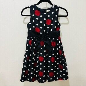 Crazy 8 Floral Black & White Polka Dot Sleeveless Dress in Girl's Size 8